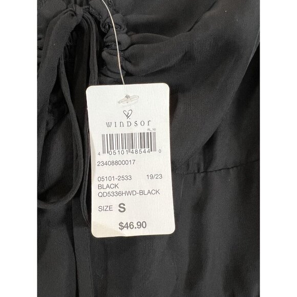 Windsor Dress Small Black Smocked Back Long Sleeve Knee Length NWT - Picture 9 of 16